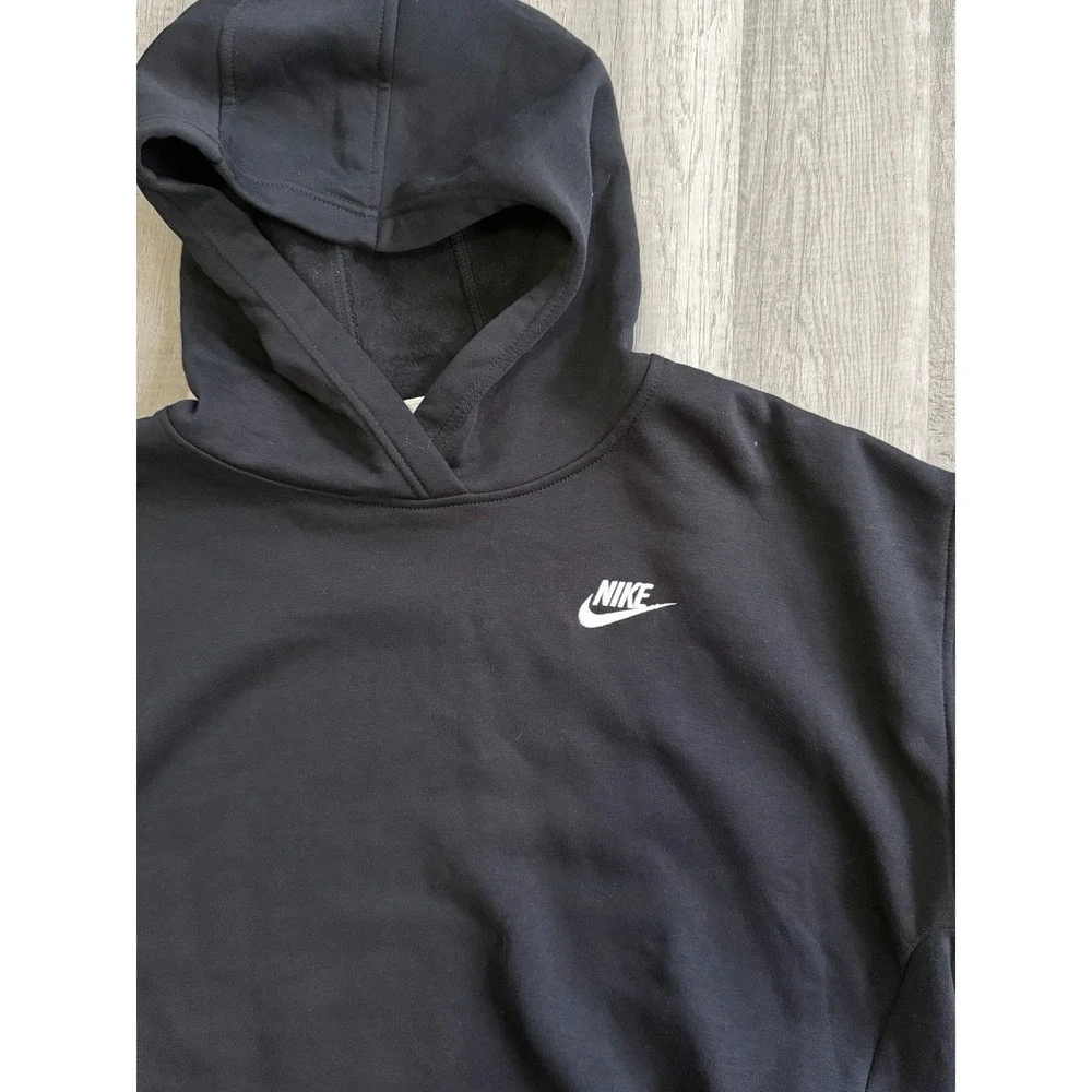 Size XL Youth - Nike Boys Girl Unisex Black Fleece Pullover Hoodie Long Sleeve